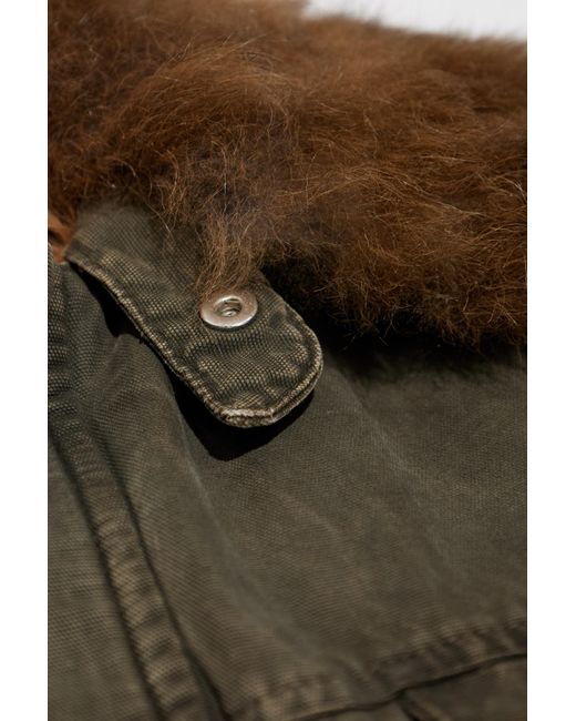 Blumarine Green Parka With Detachable Faux Fur Collar