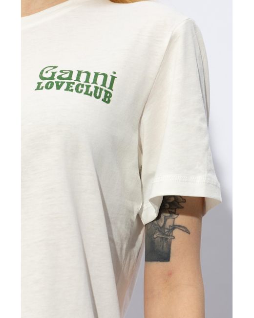 Ganni White Printed T-shirt,
