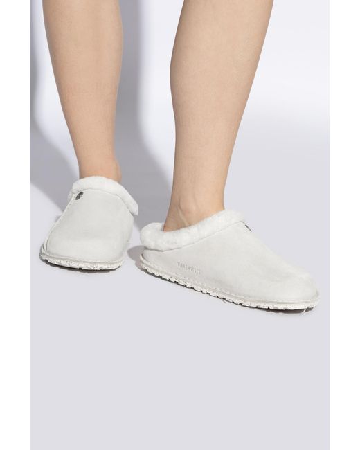 Birkenstock White Slippers 'Zermatt Premium'