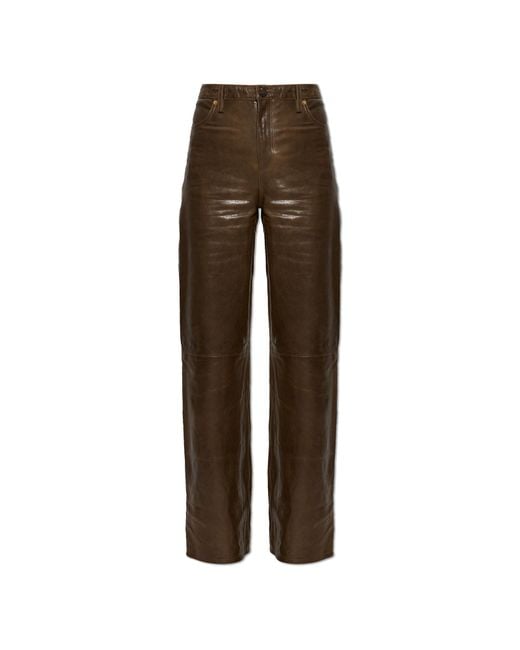 Golden Goose Deluxe Brand Brown Leather Trousers