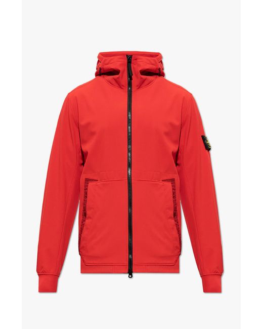 Stone Island Red Waterproof Jacket With Logo for men