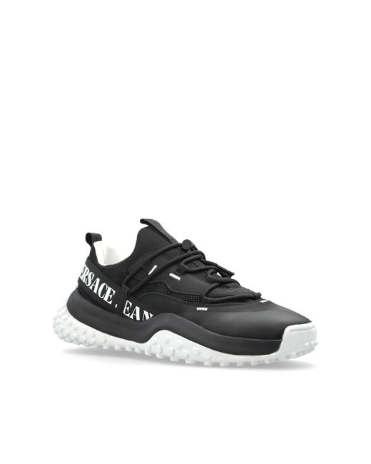 Versace Jeans Couture Black Sports Shoes With Printed Logo for men