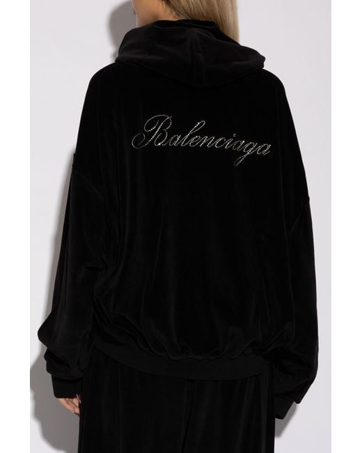 Balenciaga Black Velour Sweatshirt With Logo