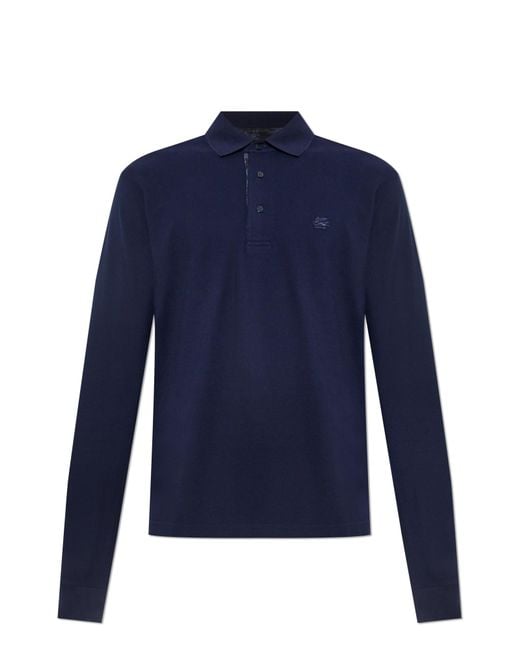Etro Blue Polo With Logo for men