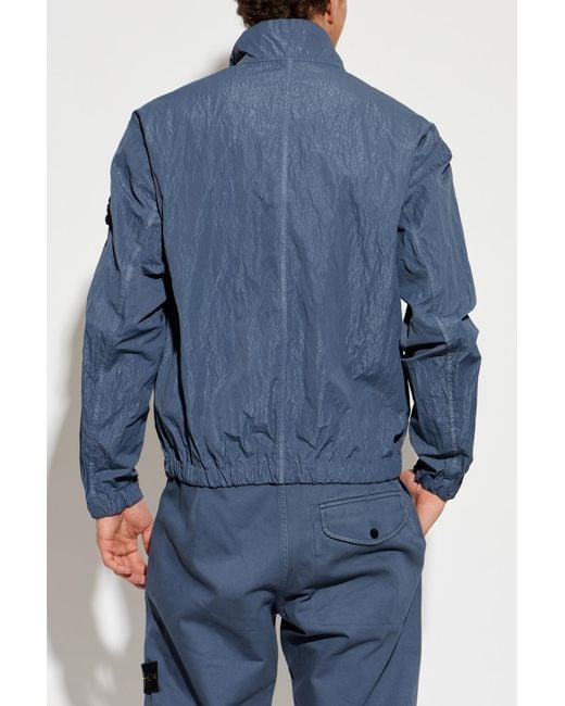 Stone Island Blue Jacket With Logo Patch for men