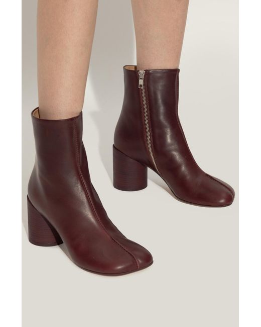 MM6 by Maison Martin Margiela Brown Leather Ankle Boots With Heels