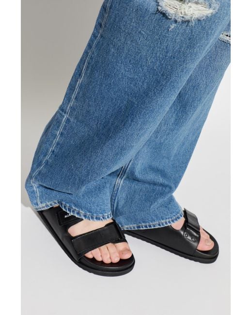 AllSaints Black Leather Slides "Vex" for men