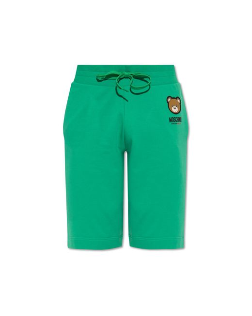 Moschino Green Sweat Shorts With Logo for men