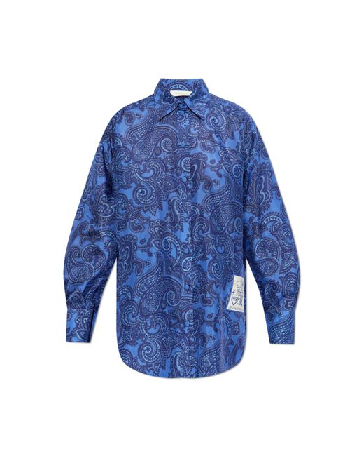Zimmermann Blue Silk Shirt,