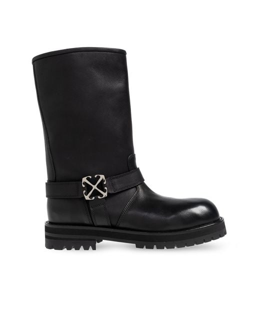 Off-White c/o Virgil Abloh Black Leather Ankle Boots