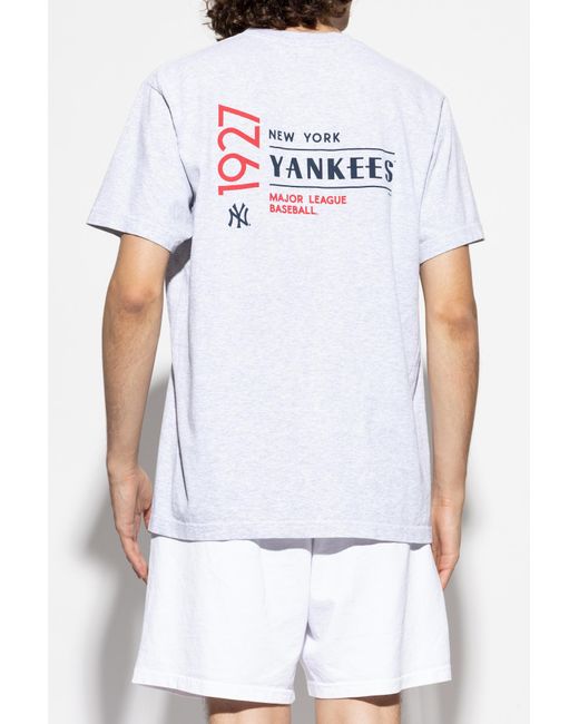 Sporty & Rich White T-Shirt From The "Yankees Serif Crewneck" Collection