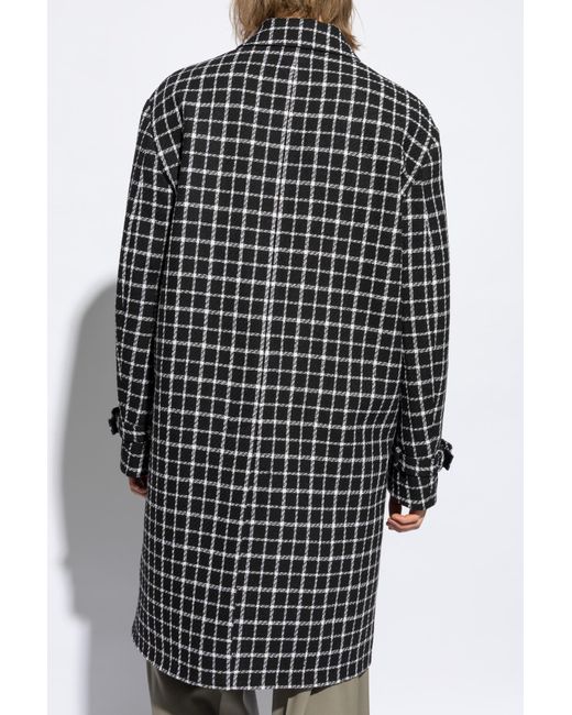 Versace Black Plaid Pattern Coat, for men