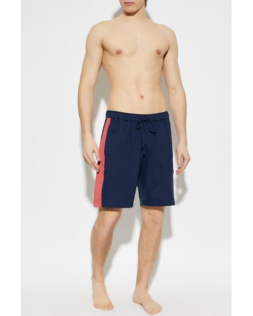 Hanro Blue Cotton Shorts for men