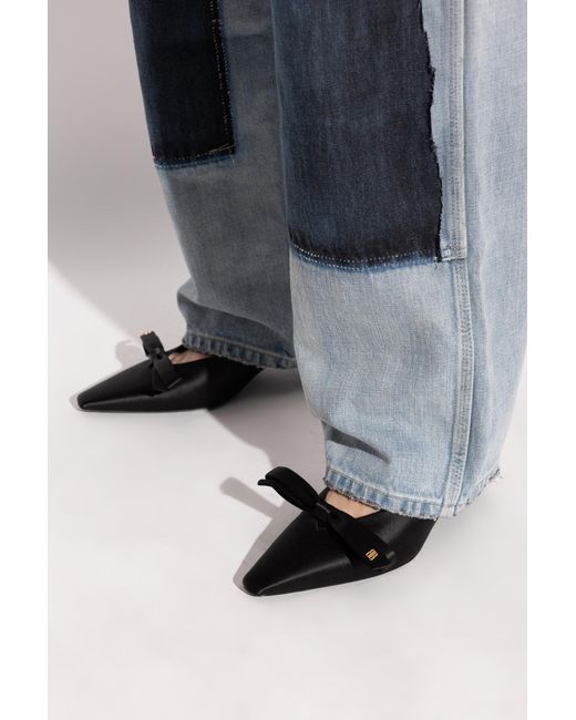 Balenciaga Black Satin Heeled Mules