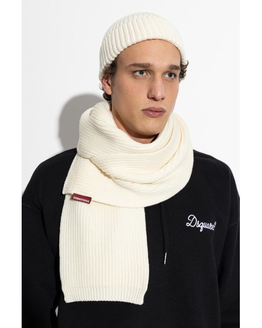 DSquared² White Set: Hat And Scarf for men