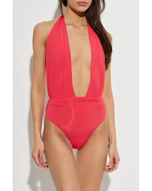 Balmain Red One-Piece Swimsuit