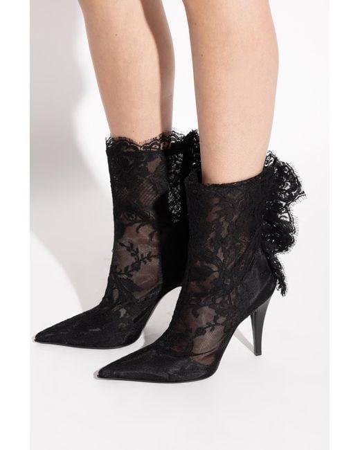 McQueen Black Lace Ankle Boots Heron