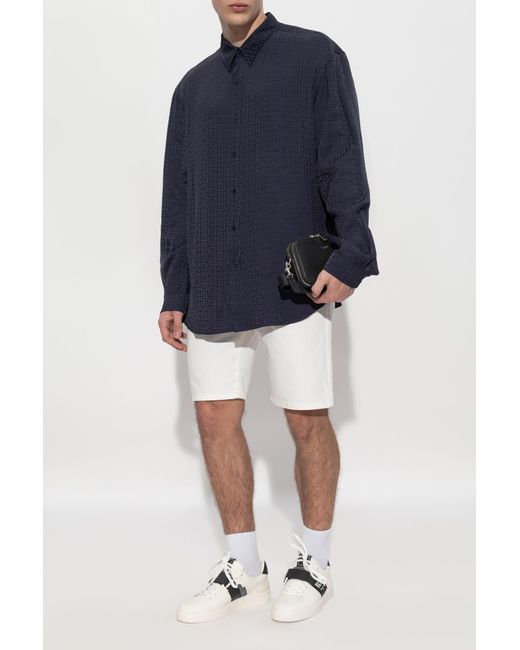 Balmain Blue Shirt With Monogram for men