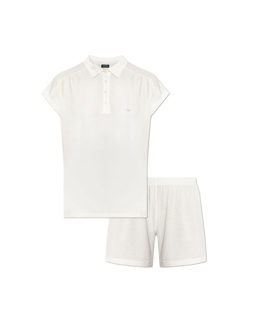 Emporio Armani White Two-Piece Pajamas