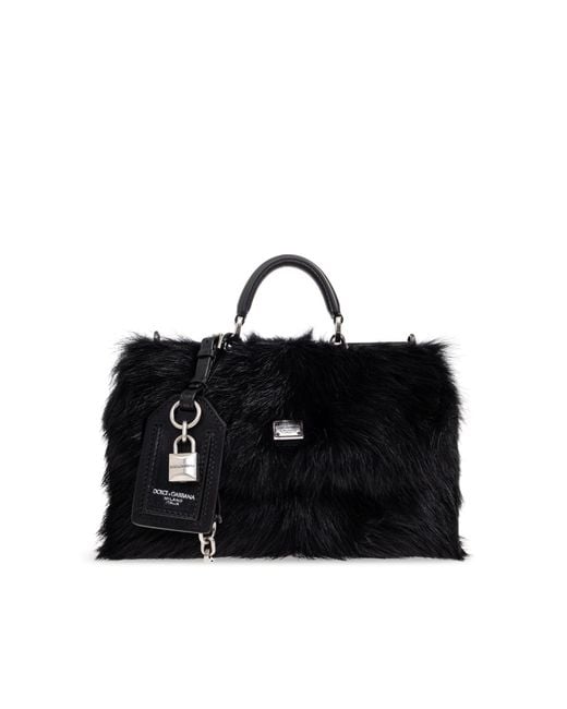 Dolce & Gabbana Black Furry Handbag