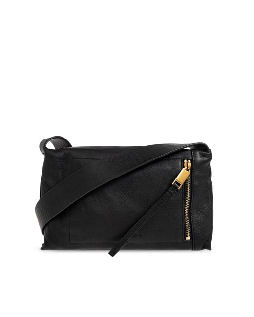 AllSaints Black Leather Shoulder Bag 'Alba'