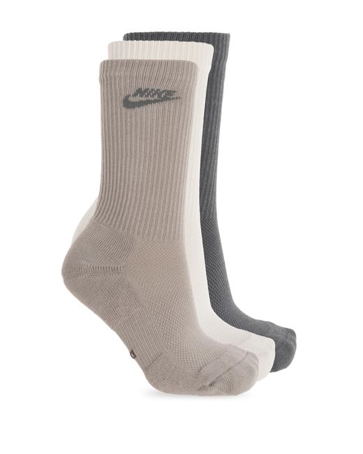 Nike Gray Three-Pack Of Socks With Logo