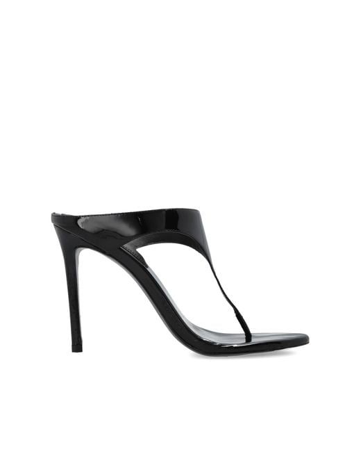 Black Suede Studio Black Leather Heeled Mules "Laurel"