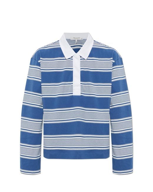Rag & Bone Blue Long Sleeve Polo