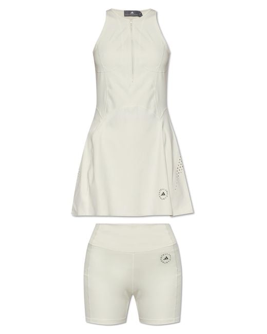 Adidas By Stella McCartney White Training Set: Dress And Shorts