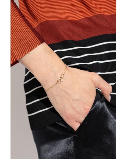 Ferragamo Metallic Bracelet With A Charm Featuring Shimmering Crystals