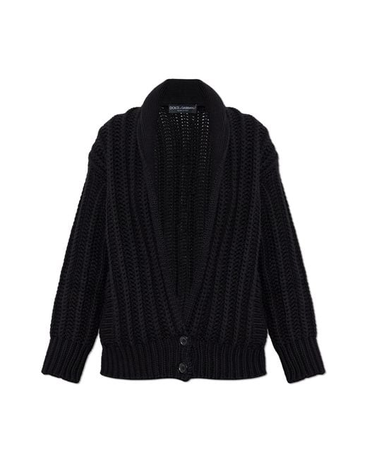 Dolce & Gabbana Black Wool Cardigan With Pockets