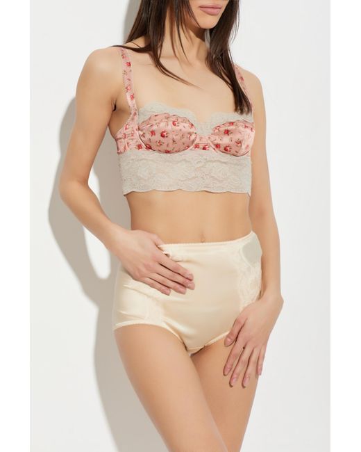 Dolce & Gabbana Pink Floral Motif Bra