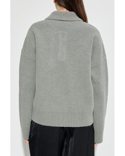 AMI Gray Cardigan With Logo