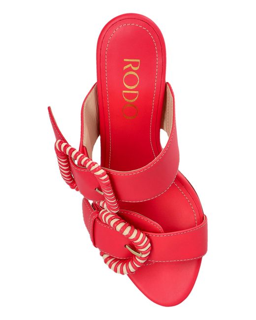 Rodo Red Leather Heeled Mules