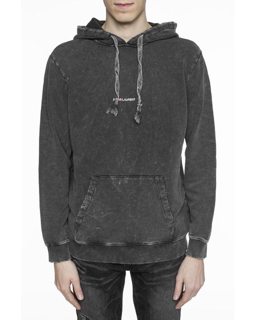 Saint Laurent Grey Stone Washed Hoodie By in Gray for Men Lyst