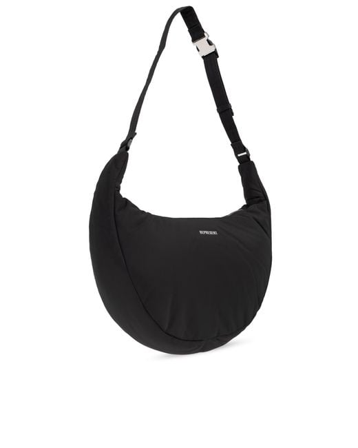Represent Black Shoulder Bag With Logo for men