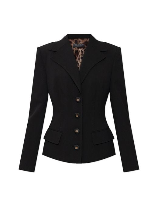 Dolce & Gabbana Black Wool Blazer With Notch Lapels