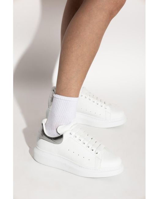 McQueen White Leather Sports Shoes for men