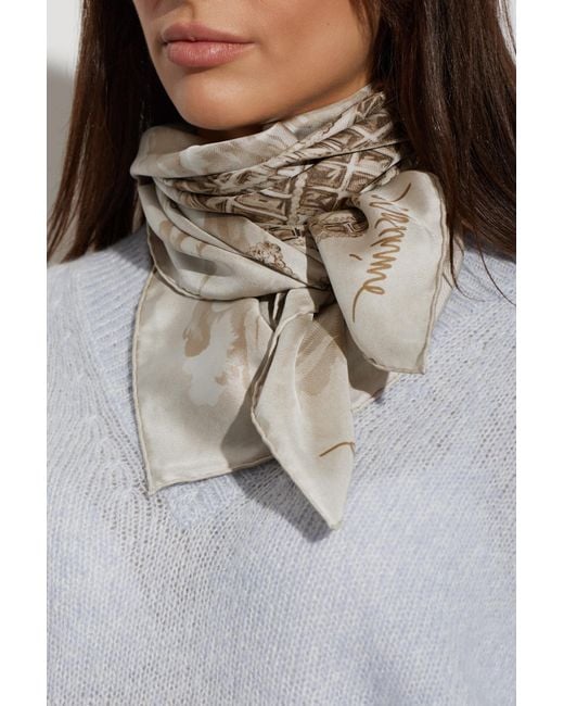 Moschino Natural Silk Scarf With Print