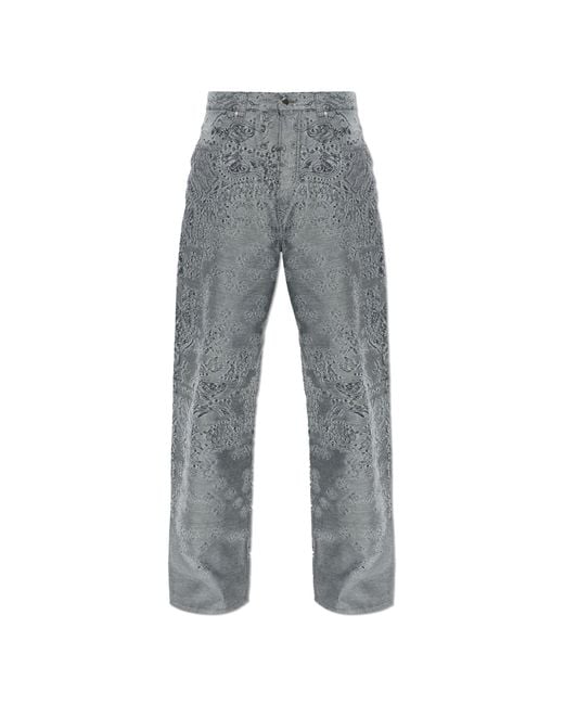 Amiri Gray Jeans With Paisley Pattern for men