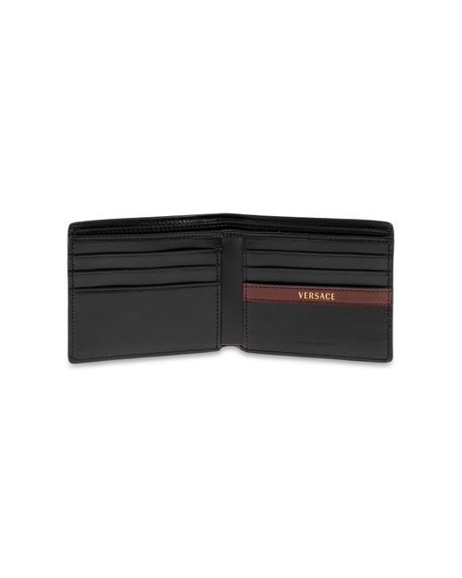 Versace Black Leather Wallet With Appliqué for men