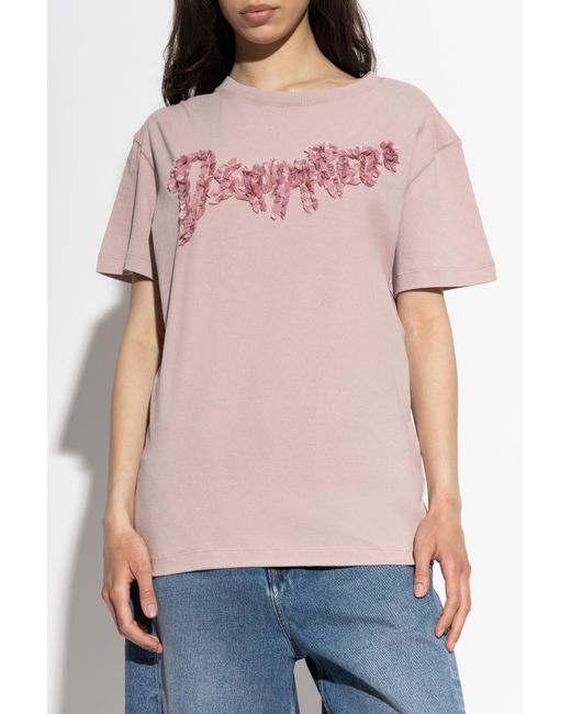 DSquared² Pink T-Shirt With Appliqué