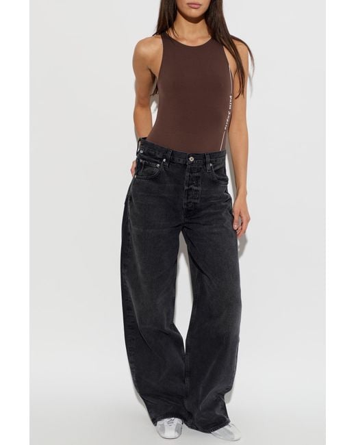 Palm Angels Brown Bodysuit With Printed Logo
