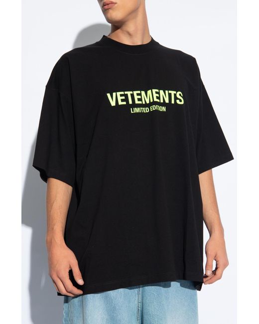 Vetements Black T-shirt With Logo, for men