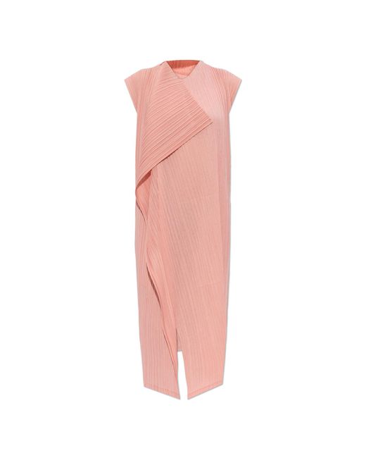 Pleats Please Issey Miyake Pink Sleeveless Pleated Dress