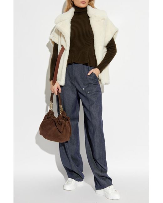 Max Mara White Faux Fur Vest "Newabav"