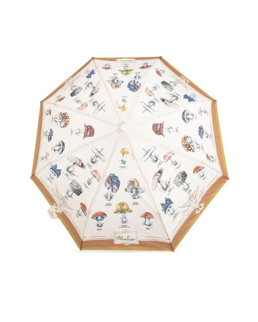 Moschino Natural Folding Umbrella With Colorful Print