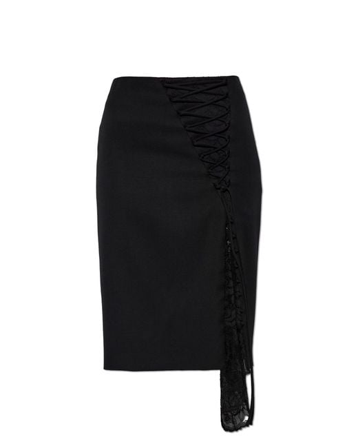 McQueen Black Skirt With Lace Insert