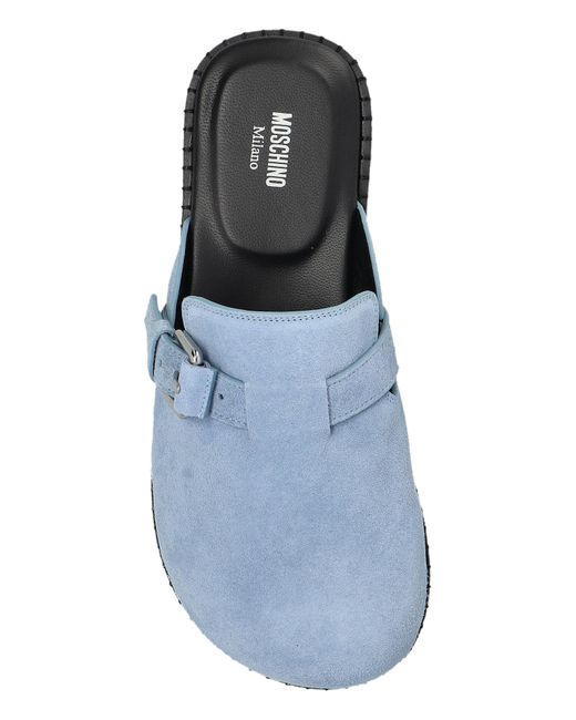 Moschino Blue Suede Slides