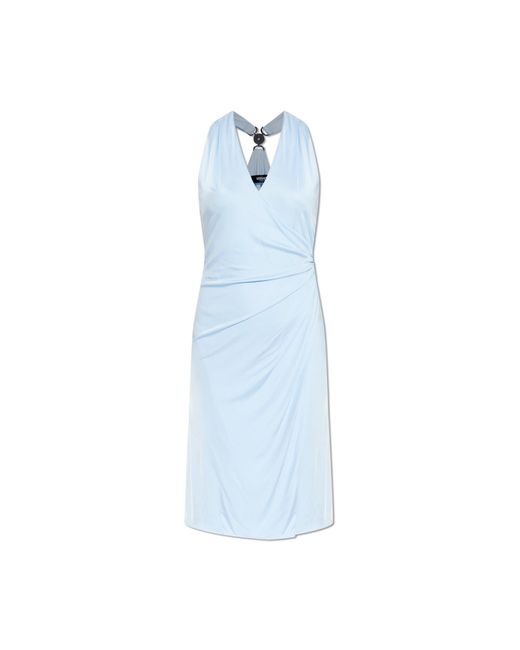 Versace Blue V-Neck Dress